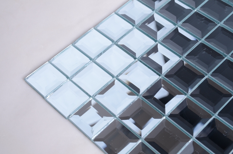 Gạch mosaic thủy tinh thiết kế kim cương bạc HANSE