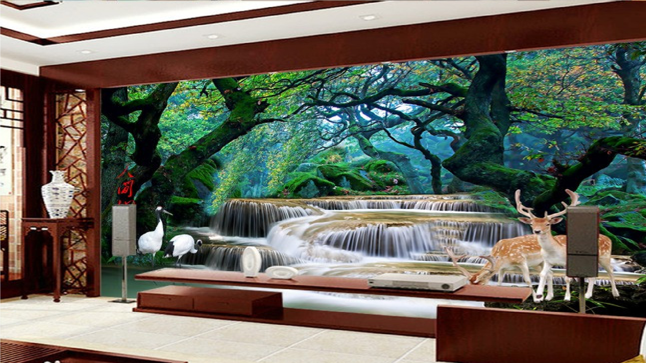 GẠCH TRANH PHONG CẢNH THÁC NƯỚC DH56