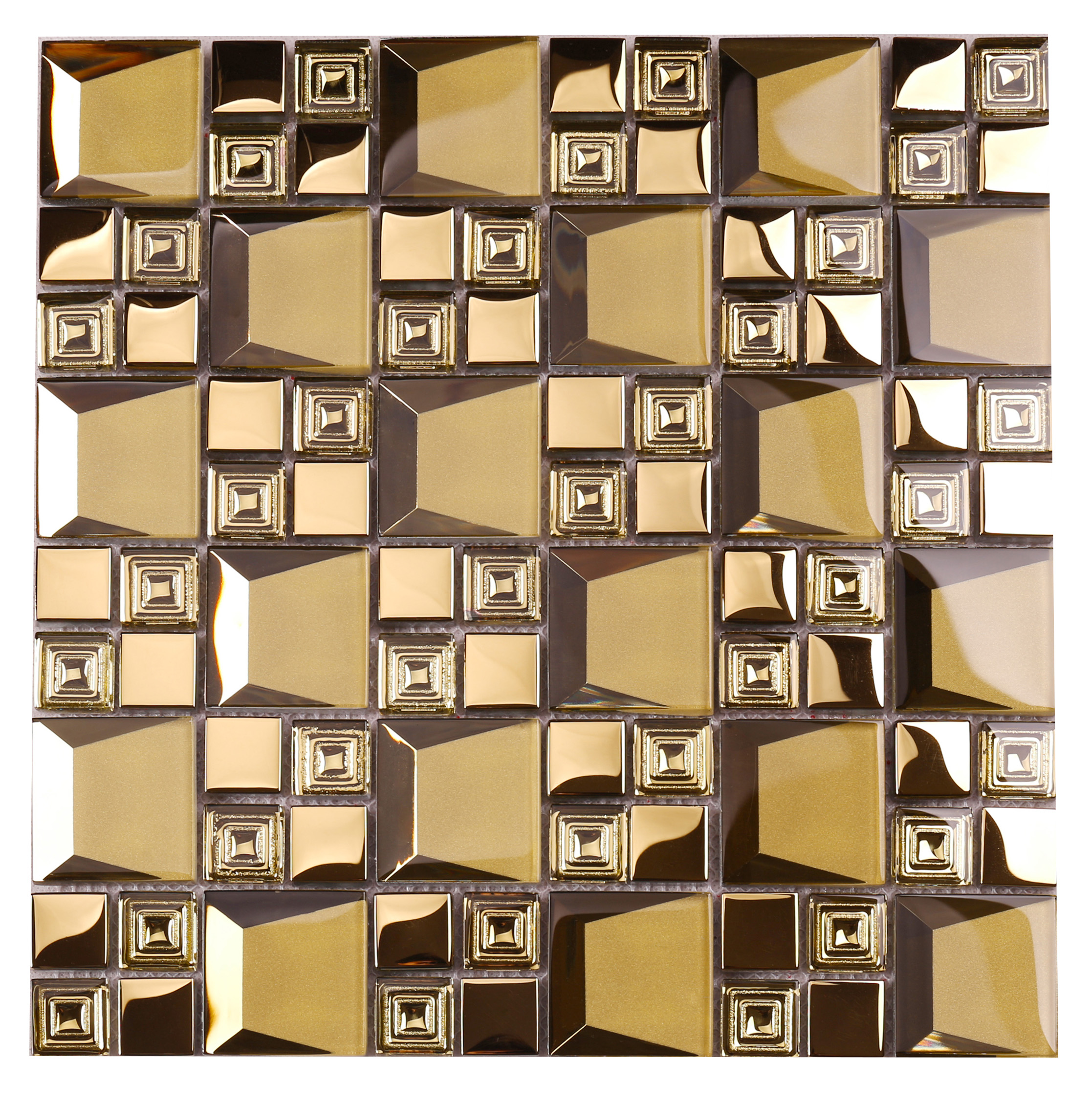 Gạch mosaic thủy tinh mạ điện Rose Gold HDT04 