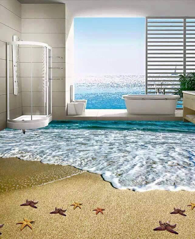 GẠCH TRANH 3D LÁT NỀN NHÀ TẮM- DH104