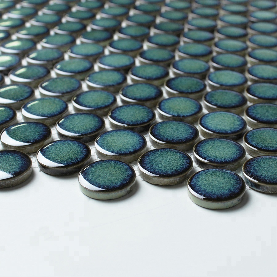 Gạch mosaic Màu xanh lá cây penny tròn