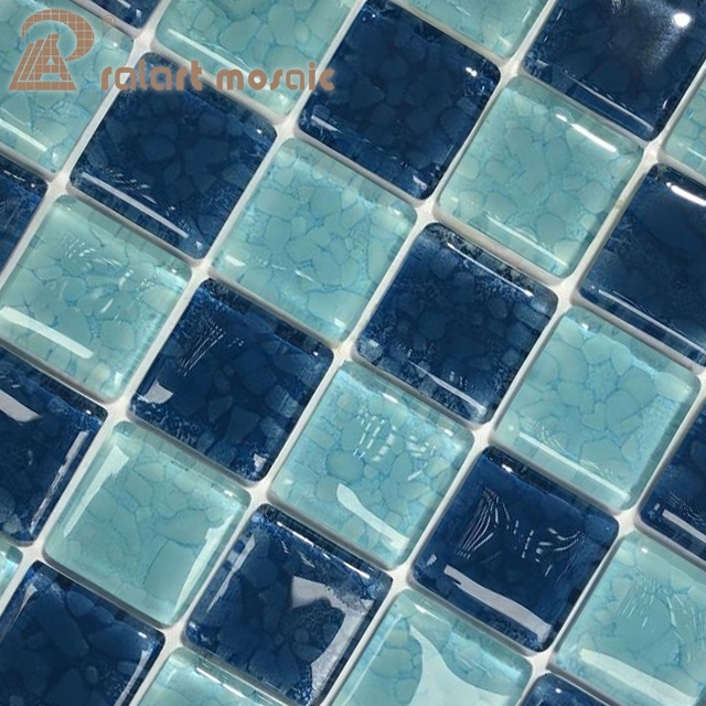 Gạch Mosaic Thủy tinh màu xanh và Sapphire RAN007