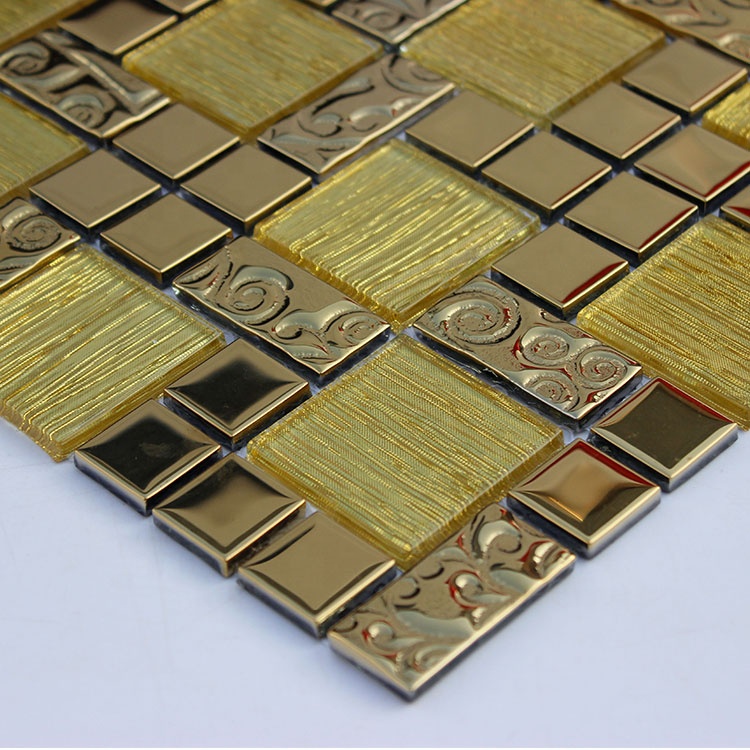 Gạch Mosaic Thủy tinh vàng tinh thể BL-DD-23-00X 300*300mm