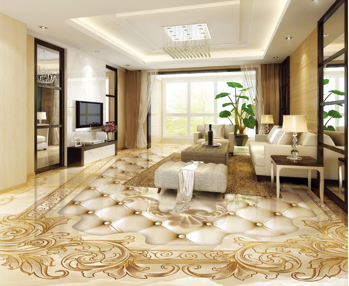 GẠCH TRANH 3D LÁT NỀN PHÒNG KHÁCH DH 147