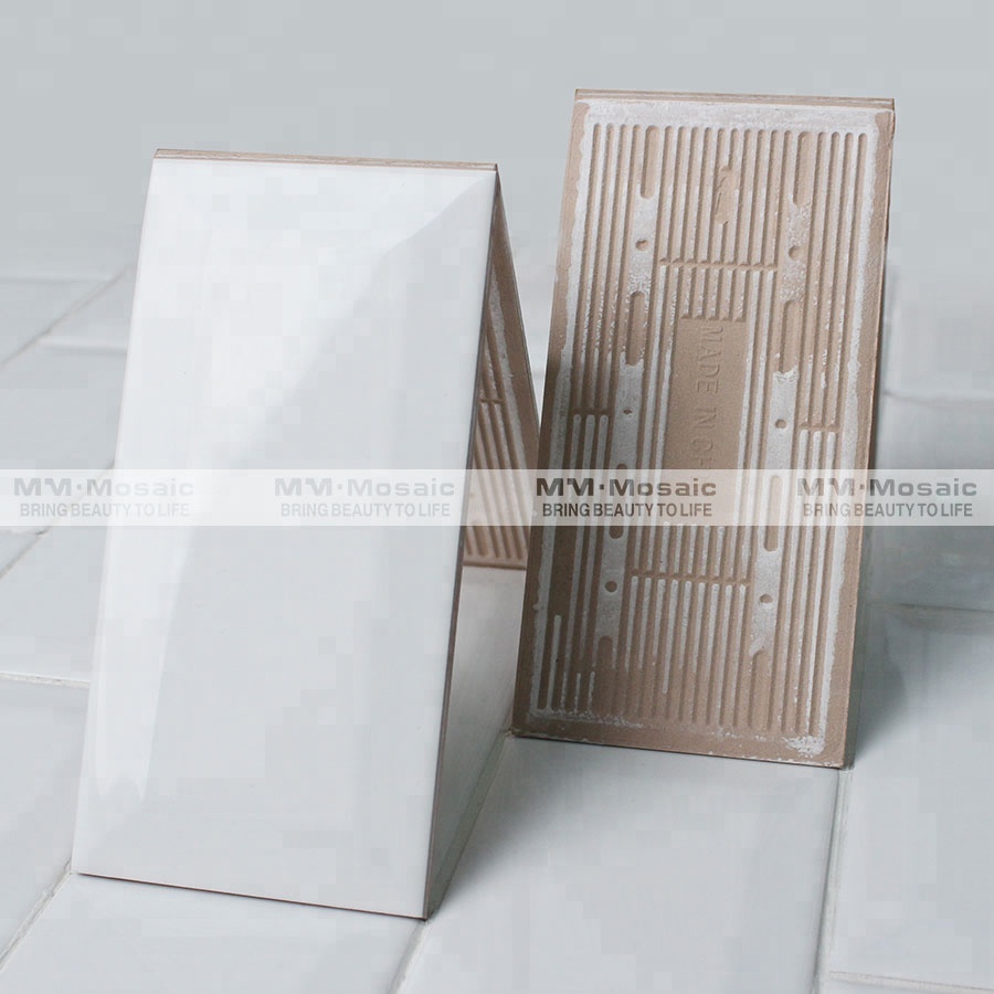 Gạch ốp tường backsplash 3x6 trắng bevel