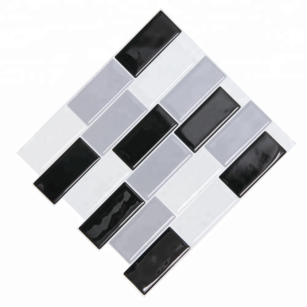 Gạch ốp tường Vinyl màu đen và trắng 