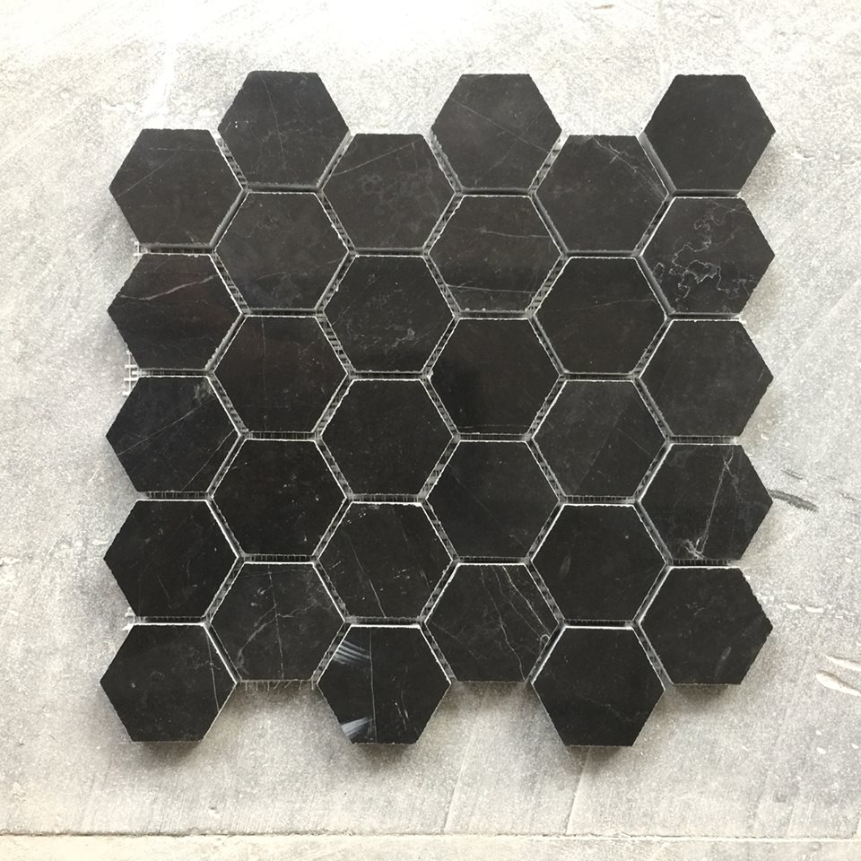 Gạch Hexagon 53''x53'' marble mosaic  ( blue stone - polished, hone, tumber...)