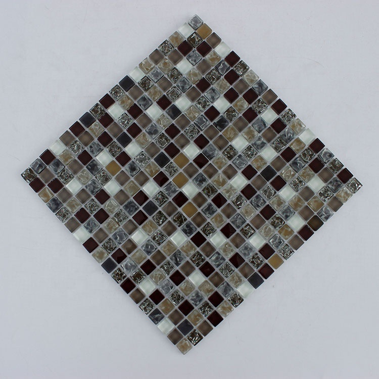 Gạch Mosaic Thủy tinh XINGTAN màu nâu 15*15mm