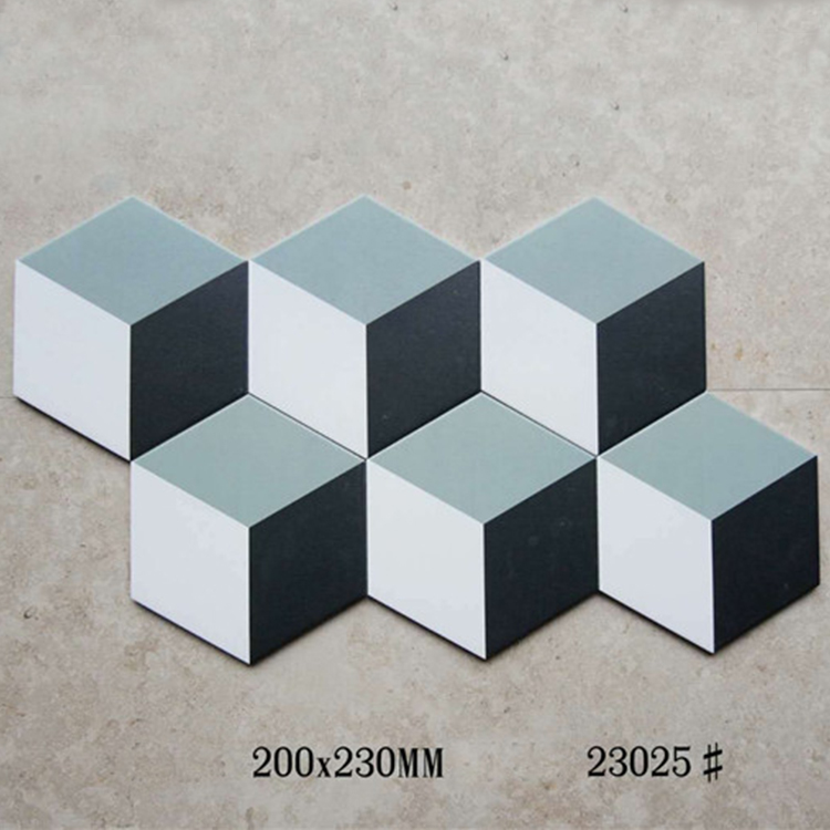Gạch lục giác ốp tường 230*200*115mm màu đen và trắng T-23024