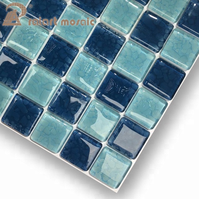 Gạch Mosaic Thủy tinh màu xanh và Sapphire RAN007