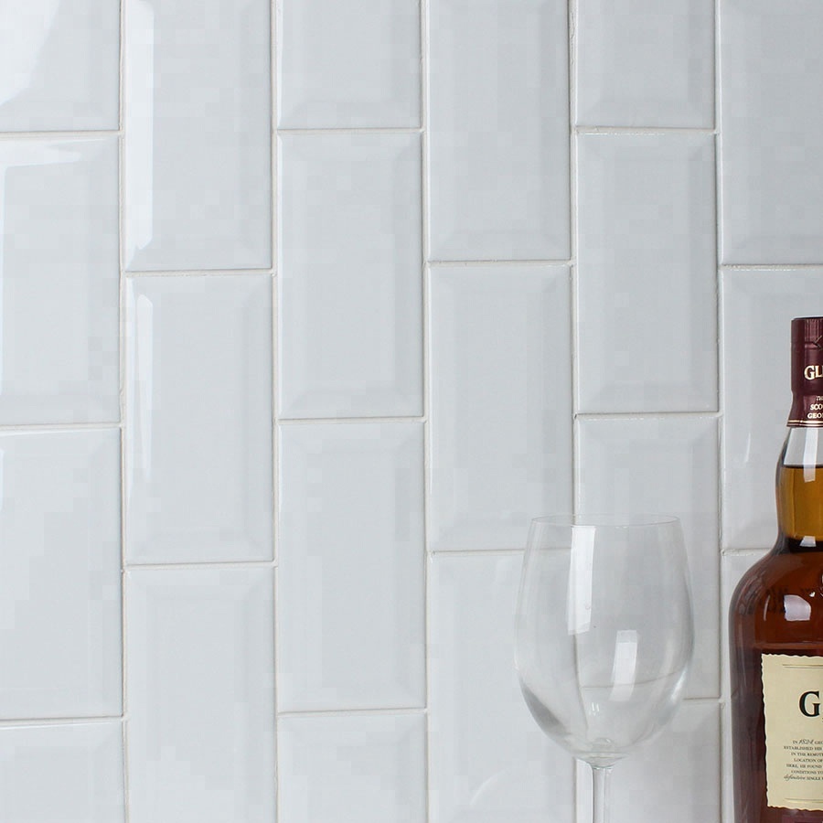 Gạch ốp tường backsplash 3x6 trắng bevel