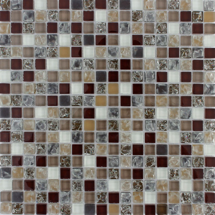 Gạch Mosaic Thủy tinh XINGTAN màu nâu 15*15mm