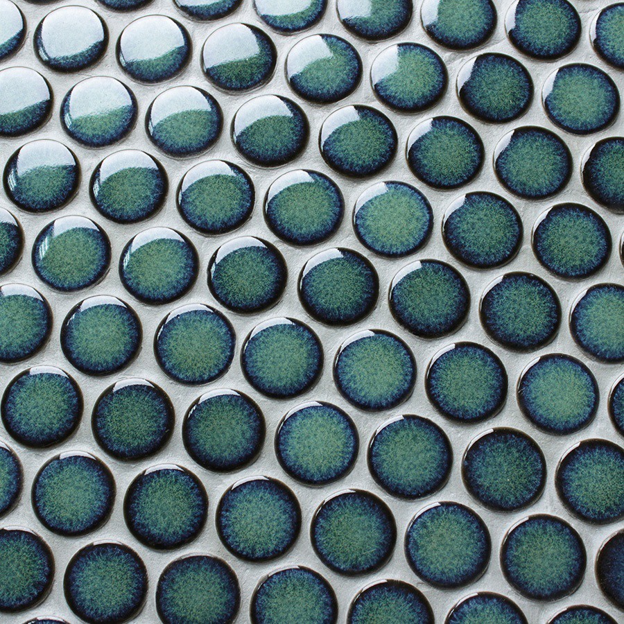 Gạch mosaic Màu xanh lá cây penny tròn