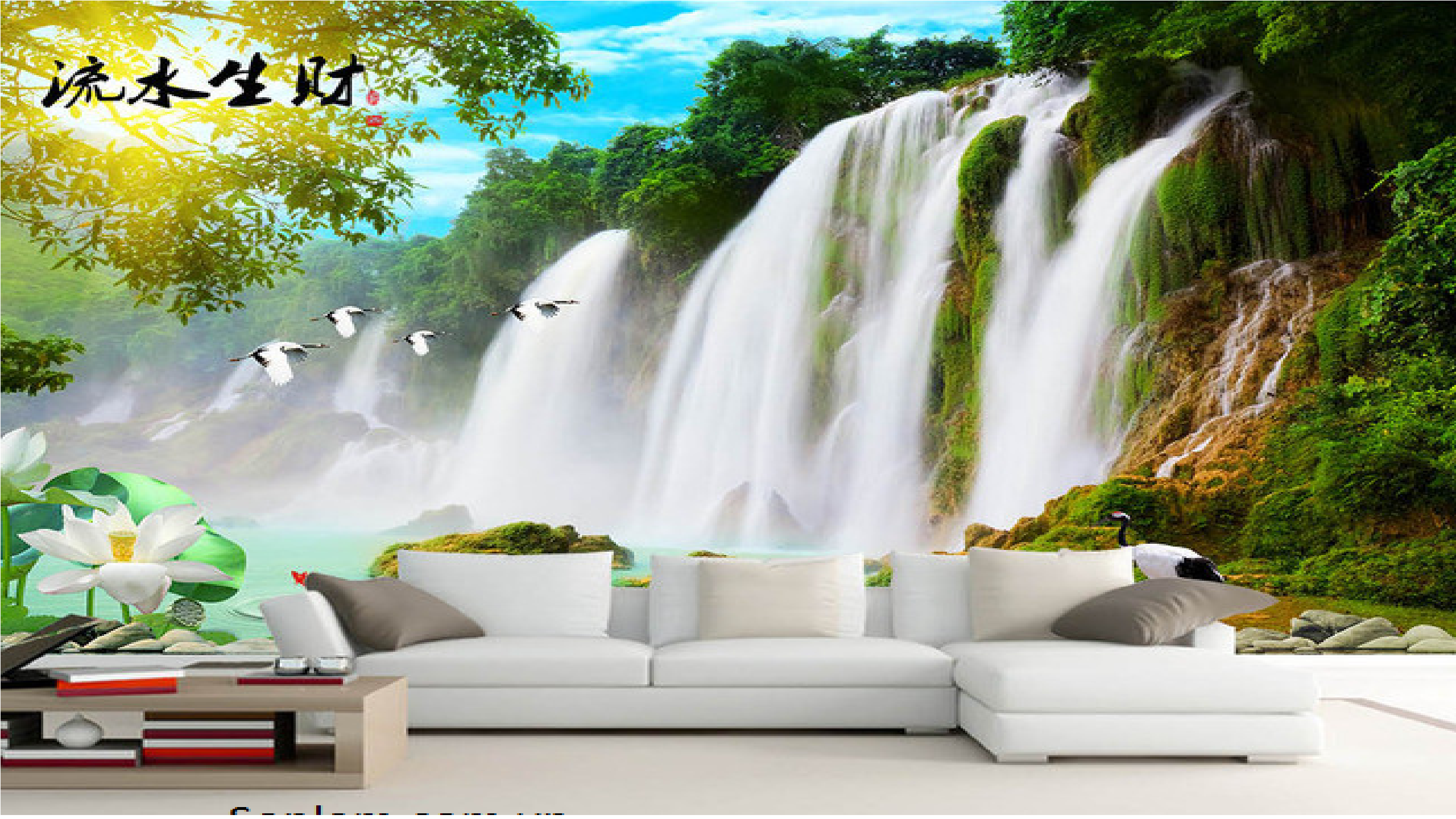 GẠCH TRANH PHONG CẢNH THÁC NƯỚC- DH60