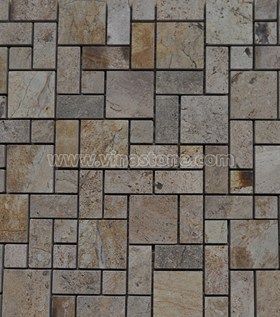 Beige stone mosaic tiles05